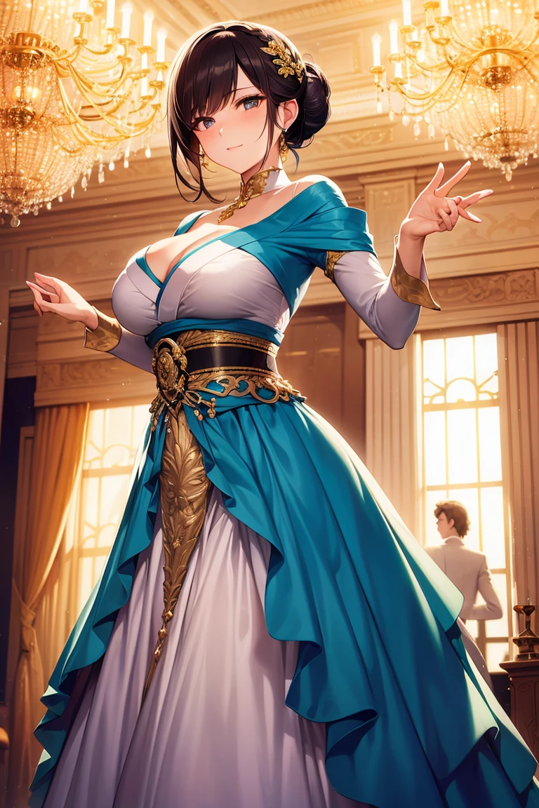 "Masterpiece, high resolution, best quality, intricate eye details, elaborate hair details, single character, indigo hair styled in a messy bob, sparkling golden eyes, dressed in a traditional shrine maiden outfit."