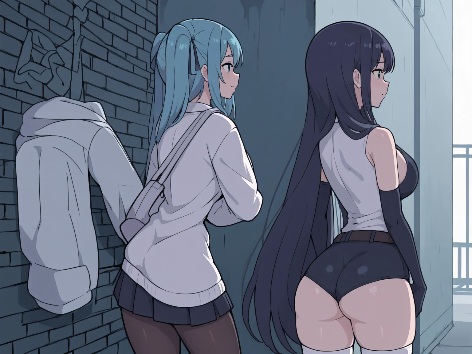 NSFW,masterpiece,Highest quality,High resolution,Very detailed,Sinon\(Sword Art Online\),Police Officer,Female police officer,mini skirt,pantyhose,blush,(Scary-faced man),(Have sex),Insert,Creampie,Night Park,Back of the building,Cleavage