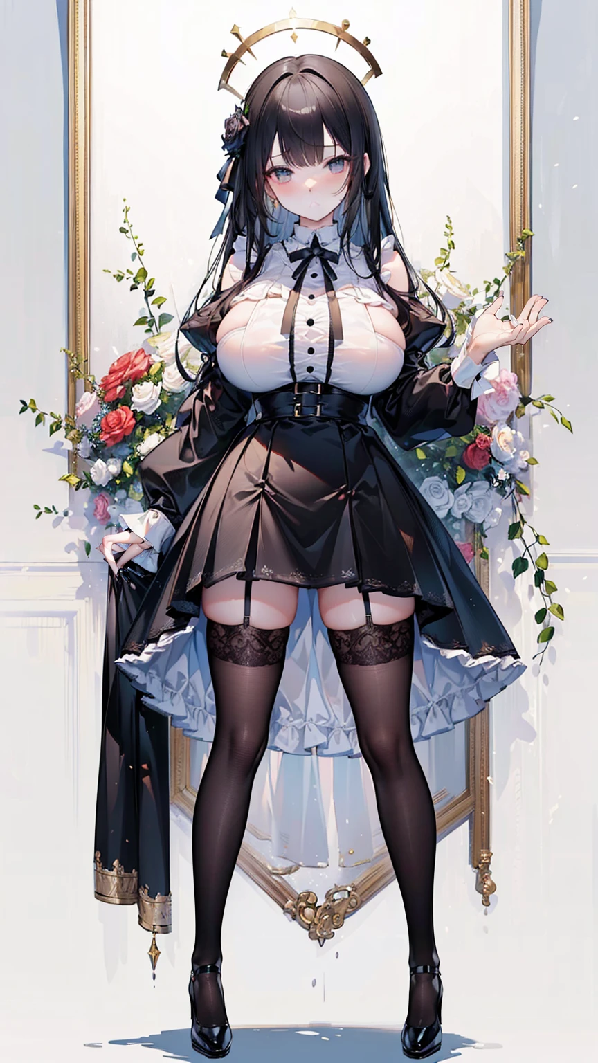 Huge tits,(Best quality, Masterpiece: 1.1), (Fidelity: 1.4), 1 girl, Machine whole body, Long hair, 5 stars hotel, Black corset, Messy clothes, Panties