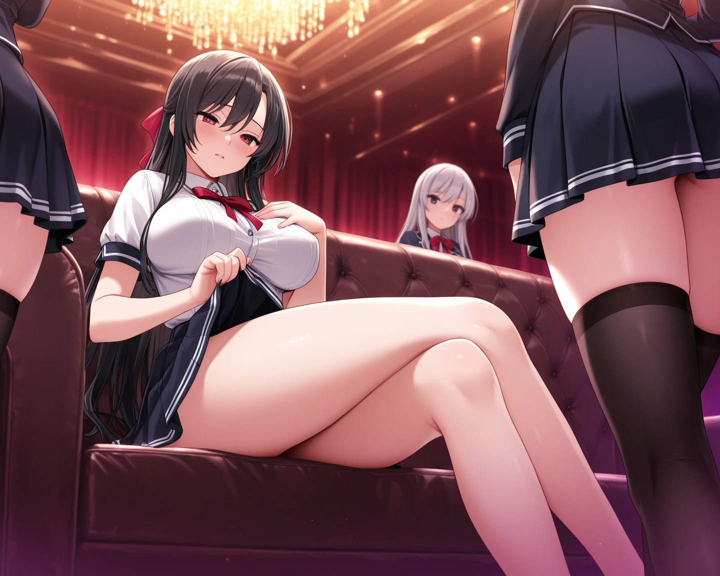 Masterpiece,(high quality depth map:1.1), Best Quality, ultra detailed,unity wallpaper 8k,crunchy,(change:1.2),(pretty eyes), ((kawaii)), beautiful, (beautiful), ((sexy)), (device),
(ultra detailed), (the best illustrations), (best shadows),whole body,A girl in a miniskirt being interviewed in the town..