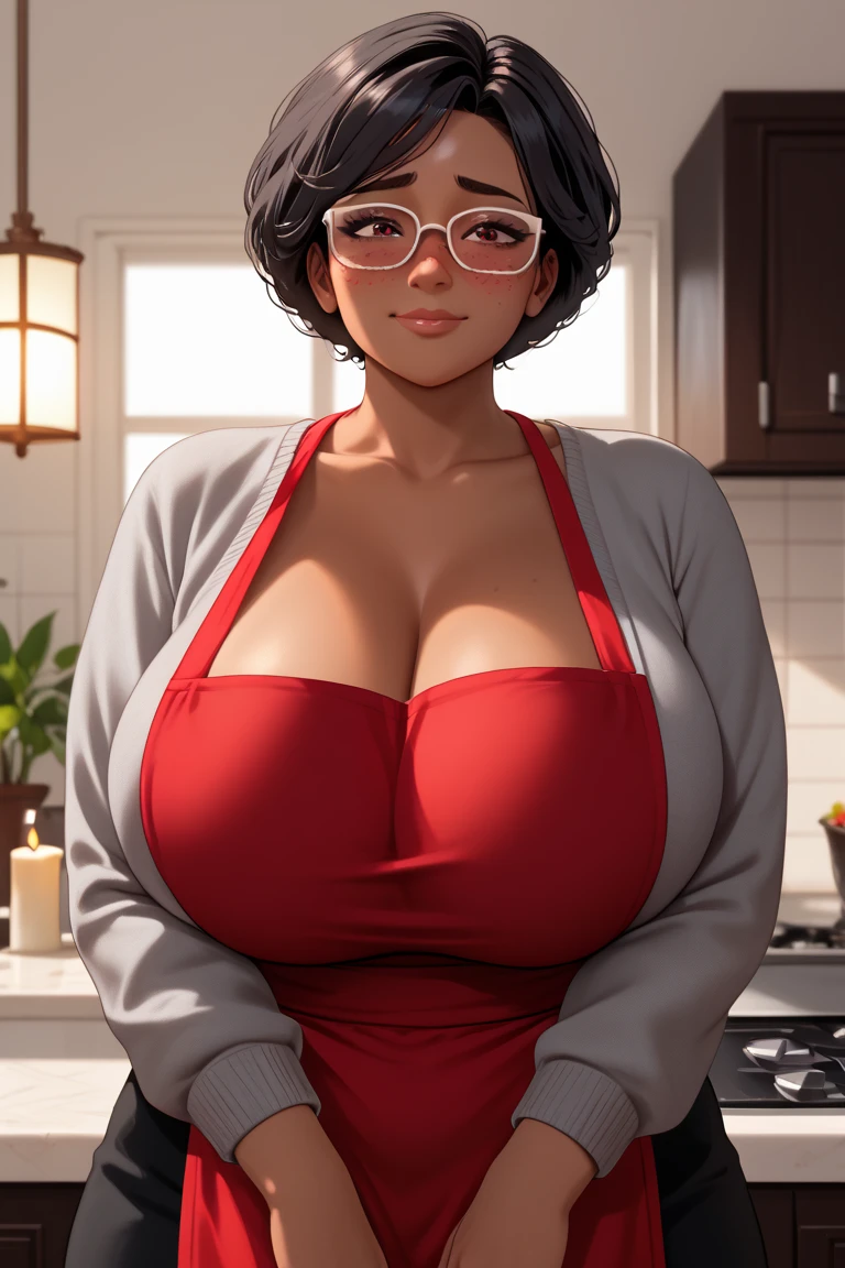 Hot mom，独奏，（：1.3），thick thight，upper legs，Wide buttock，dent in the skin，Double tail，short detailed hair，curlies，ssmile，cheerfulness，（Red lace apron：1.2），cparted lips，plumw，exposed midriff，protruding areolas，gigantic cleavage breasts，4K，realistic humid skin，Armpits，Large curved hips，a variety of poses，Stick out a very long tongue，Fleshy figure，with perfect legs，Hypertrophic，protruding areolas，Bronzed skin，Detailed lips，bubble butt，Dewy，mouth drool，Lick，Place your fingers between your legs，Hungry and thirsty housewives，erected，Wrinkles，Eyes look at the lens，A shy look，Blushing aunt，Two braids，Smooth skin，Very meticulous clothes，Intriguing set，extremly high detail，A detailed face，Gloss on lips，Bronze，onbed，super breasts，Feminine and colorful