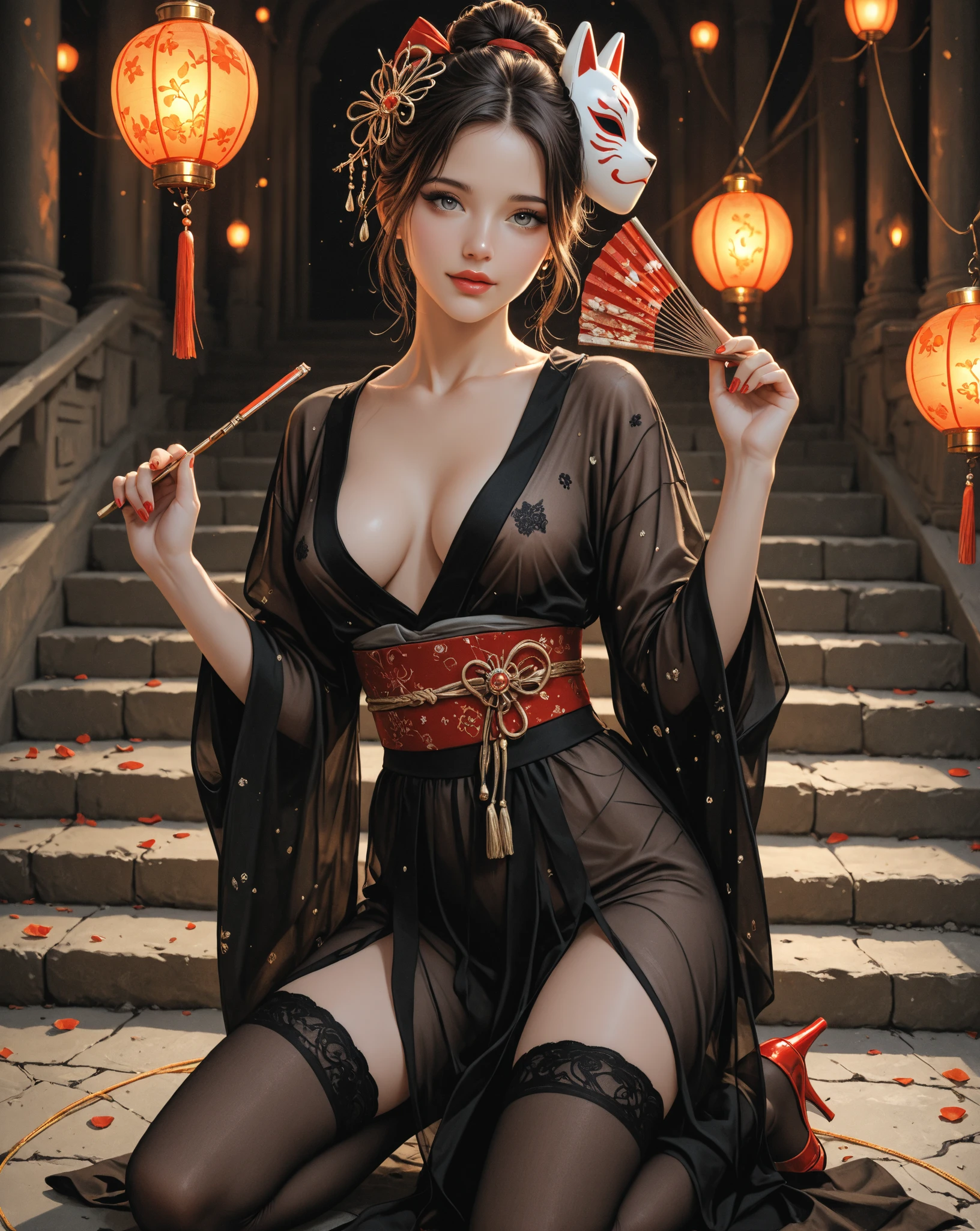 A young 15- yr old native Japanese girl with lovely charming face,( pale skin texture masterpiece),(tomboyish haircut look),(smiling with exposed teeths showing)(perfect full body detailed anatomy), (Super accessories detailed), (meditating ), (perfect detailed bright sparkling eyes),( short illuminating onyx gemstone crystalized hair), ((expose big hard erect nipples))(( exposed panty ))((legs wide open showing pussy line))(( Wearing transparent illuminating costume of a vampire)), holding a treasure drinking glass or heart gemstone artifact (( illuminating different lights covering the sorrounding atmosphere)) on its back wearing beautiful large hat with bats wings detailed design, The character solemnly praying, 7 different perspective view of that same girl & face profile sheet character style