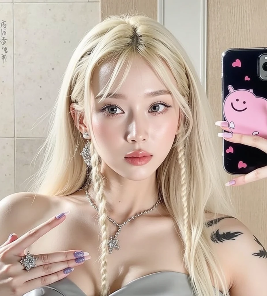 Rosé blackpink, cabello rubio, lacio, labios carnosos, Doll lips, ojos grandes.