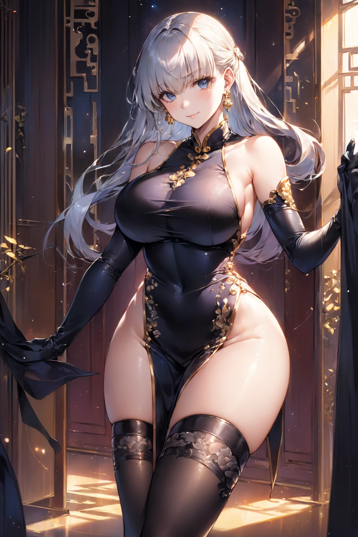 ((best quality)), ((Masterpiece)), (details:1.4), 3d, HDR (high dynamic range), amature woman, Blonde hair, Curtain Bangs, SLEEK Style, beautiful Red eyes, hips up จมูกโด่ง, ปากแดง, หน้าอกใหญ่, nvidia RTX, PBR surface, After processing, Anisotropic filtration,depth of field, Maximum clarity and clarity, multi-layered surface, Subsurface scattering, perfect proportions, 8K raw files, ultra detailed, Unreal 5, Perfect proportions, Octane Render, volumetric lighting, soft lighting, black dress, dragon bone armor, intricate silver embroidery, black niqab, glossy skin, gorgeous, intricate grey background, strong back lighting, jewely, ต่างหู