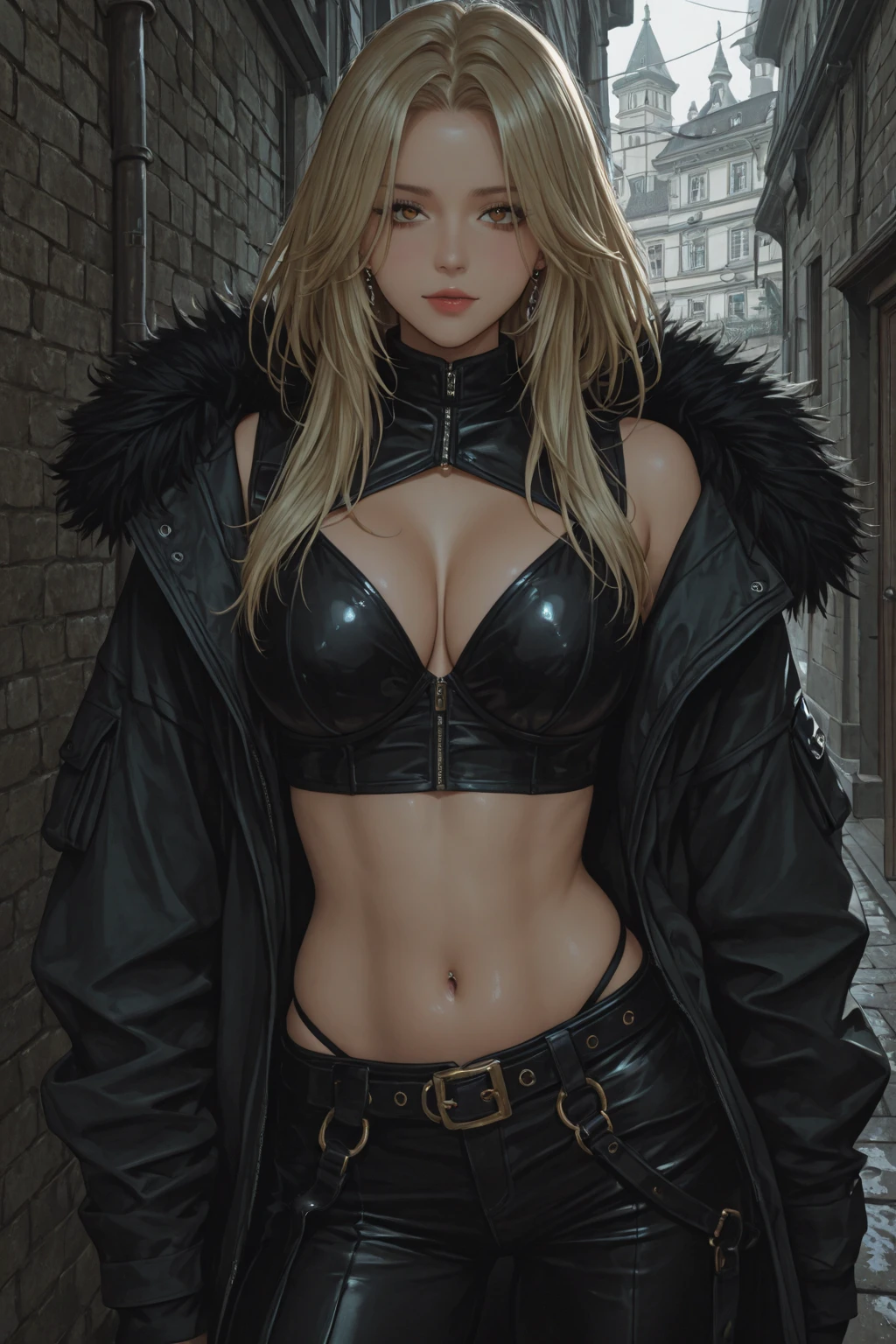 crystal maiden, narrow thin waist, sexy pose, 3 size breasts, winter-time, snow background, long blonde hair, dota 2 style, realistic, winter microshorts, white cloth