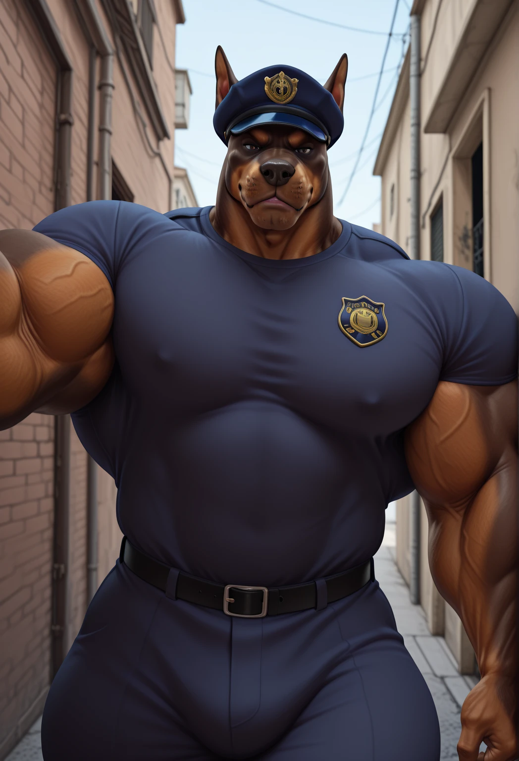 Super muscular adult boar beastman,(Wear a full uniform:1.7),Open your mouth and stick out your tongue,Surrounded by erect penises,(a large amount of semen on the face and body,:1.6),wrestling,(Deep Throat:1.3),(Nipple ring piercing:1.3),Cumshot from huge red and black erect penis,scrotum,(Masked:1.5),Brown fur,Black hair and beard,Hands behind back