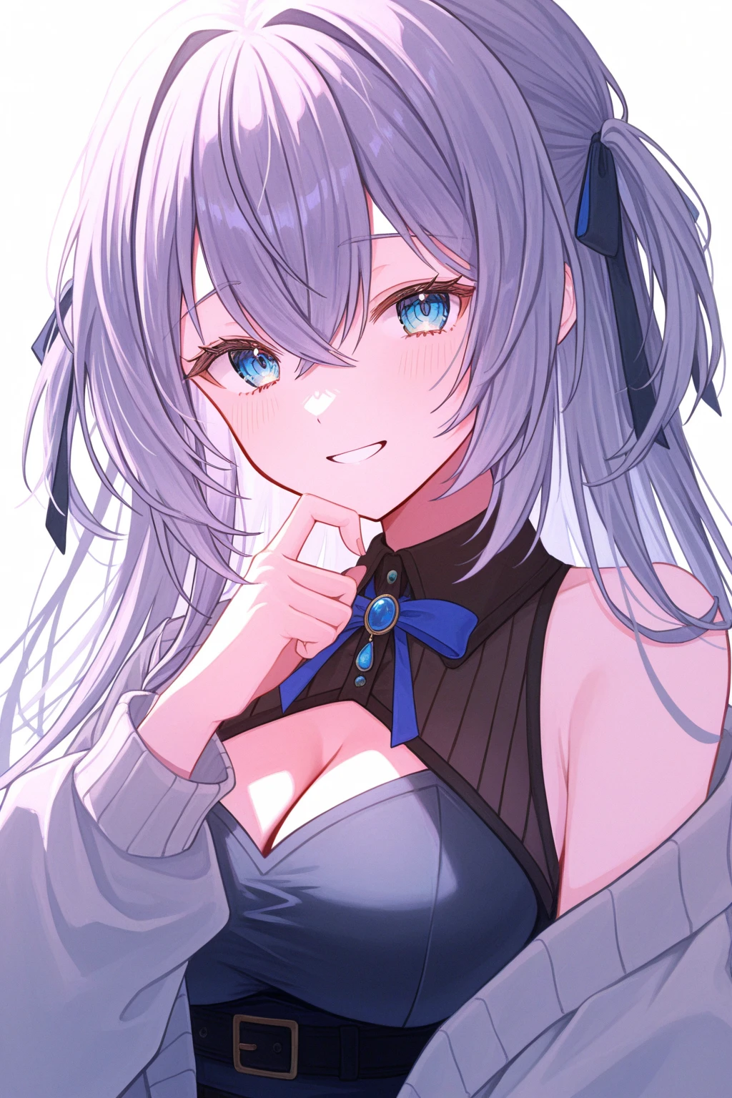 beste-Qualit、ultra precise、Onegirl、Cute little girl s、Cat's ears、childish、boyish、Cool、Beautiful eyes、Blue Eye、has silver hair、Teen girls、Smooth hair、ecstacy、enraptured、spellbinding、be smitten with audience、Naked Hoodie、Cleavage、Clothes with open front、Virtual YouTuber