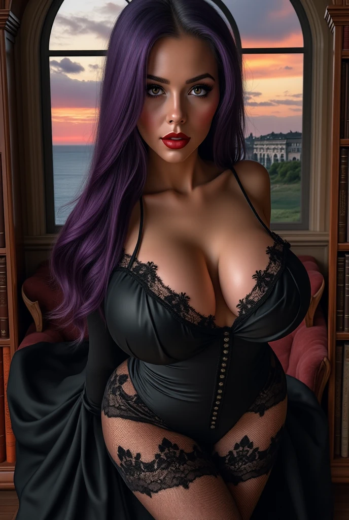 Full body of a Syrian WOMAN, sfw, blue curly hair, silver French maid outfit with long sleeves, big boobs, eyes happy look, looking down at viewer, natural skin texture, 24mm, 4k textures, bright cinematic light, RAW photo, photorealism, photorealistic, intricate, elegant, highly detailed, sharp focus, ((((((cinematic look)))), soft tones, insane details, intricate details, hyperdetailed, low contrast, soft cinematic light, bright colors, exposure mix, hdr, below view angle, full body head to toe, hand on breast, wearing choker, thick thighs, over the knees socks