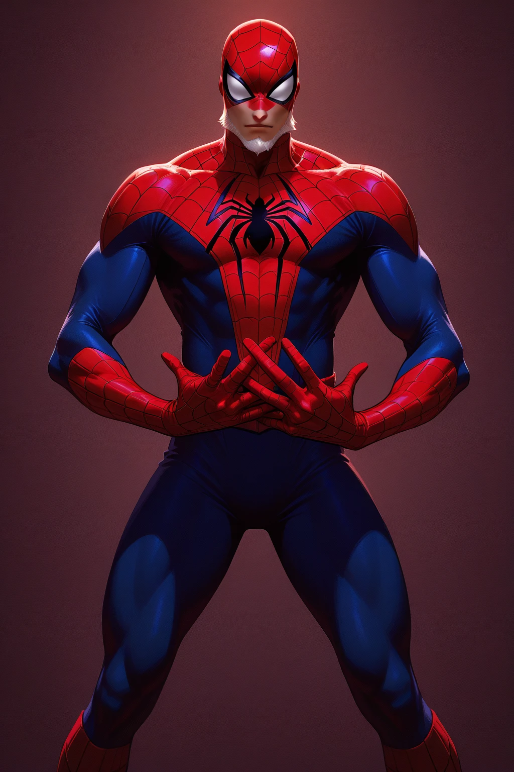 8k, realistic, charismatic, very detailed, Joker, Spider-Man, symbiote, superhero theme, full body, ray-traced images of Arthur Pan, trends on Artstation, digital art, red and cinematic lighting, dramatic shadows and beautiful vivid colors capture scenes. Romantic art style, suit, Spider-Man suit, Spider-Man logo, flat perspective, character standing, perfect face