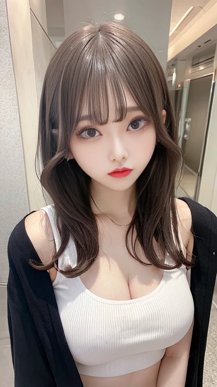 Mastepiece, Best quality, Night Sky Ultra High Resolution, Highly detailed portrait, (Photorealistic photography: 1.4), (One girl) ((One girl, White fair skin, Esbian all over, 20 years old, Quite, Cute, , Shiny black hair, same, )) It's attractive (portrait of a Quite actress), (Happy, Energetic,, High detailed Eyes,, ((Long neck, Bangs, Bangs, Quite face, Gaze looking at the camera, False eyelashes, Eyes, Clear Eyes, Clear eyelids,, Lip gloss))、Solo,,Black Eyeodel pose、Natural light、、smile、(natural side lighting、Cinema Lighting)、Symmetrical cute face、)、Earrings、Beautiful Hair、Facial beauty、Detailed eyes、Beautiful clavicle、Beautiful body、 Beautiful fingers,Diffused glow, Depth of written border, Professional Lighting、Big eyes、、((Random Hair))、SakuraFubuki、((Cowboy Shot))、Big Breasts、Japanese muted color round decorative elements、overlap、Soft Shadows、Flat composition、Focus on the center piece、Steel Blue、Slate Gray、Charcoal、off whiteのカラーパレット、minimalist design、Abstract、Visual softness、sense of cleanliness、Simple yet sophisticated、Balanced and harmonious colours、Suitable for modern interior design、It creates a calm and relaxing atmosphere、Complements the calm interior colors、Adds a subtle finishing touch and tranquility to a room、A perfect living room decor accent、Incorporate gentle curves and flowing lines for an inviting atmosphere. ■English Circular decorative elements in muted colors、overlap、Soft Shadows、Flat composition、Focus on the center、Steel Blueのカラーパレット、slate gray、Charcoal、off white、minimalist design、Abstract、Visual softness、Cleanliness、Simple yet sophisticated、Balanced and harmonious colors、Suitable for modern interior design、Creates a calm and relaxed atmosphere、Complements neutral interior colors、Add a subtle touch of sophistication and tranquility to your room、Perfect as a decorative accent for your living room、Gentle curves and flowing lines create an appealing atmosphere.