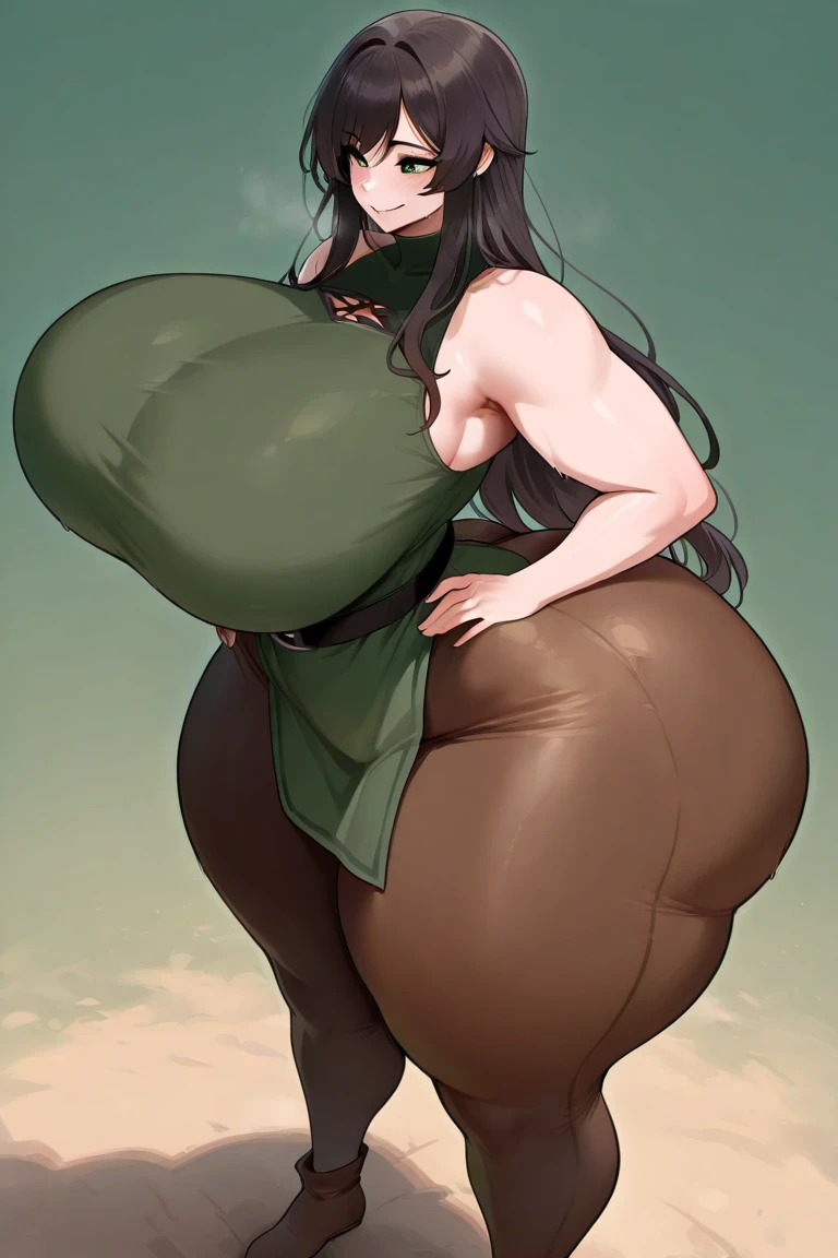 masterpiece, best quality, art by kipteitei, 1girl, shadowheart, chubby, fat, anime, belly, full belly, muffin top, back fat, fat rolls, bbw, thick thighs, large breasts, , grabbing belly, black hair, braided ponytail, green eyes, circlet, armor, closeup, looking at viewer, simple background