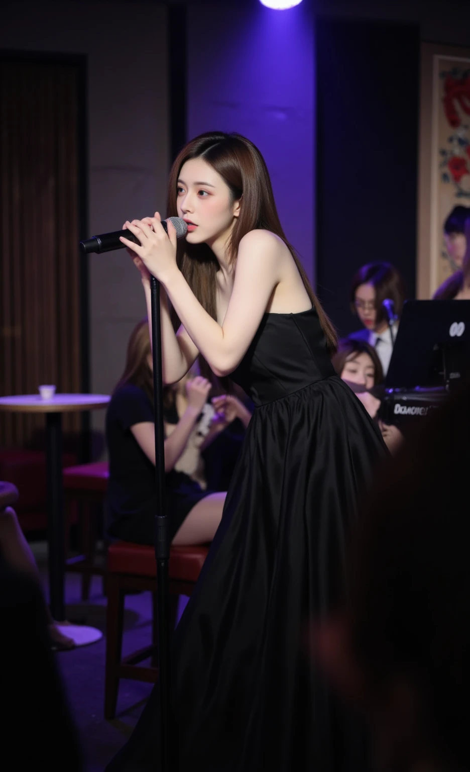 High-class cabaret club Female, 20 years old Western-style dress Wine in hand