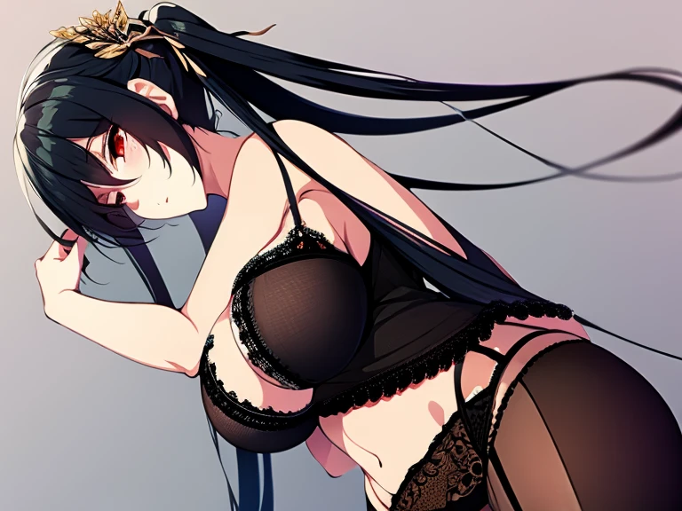 masutepiece、hight resolution、1girl in、in one's underwear only、7 colors of lingerie、large full breasts、cowboy shot、Cute anime illustration、