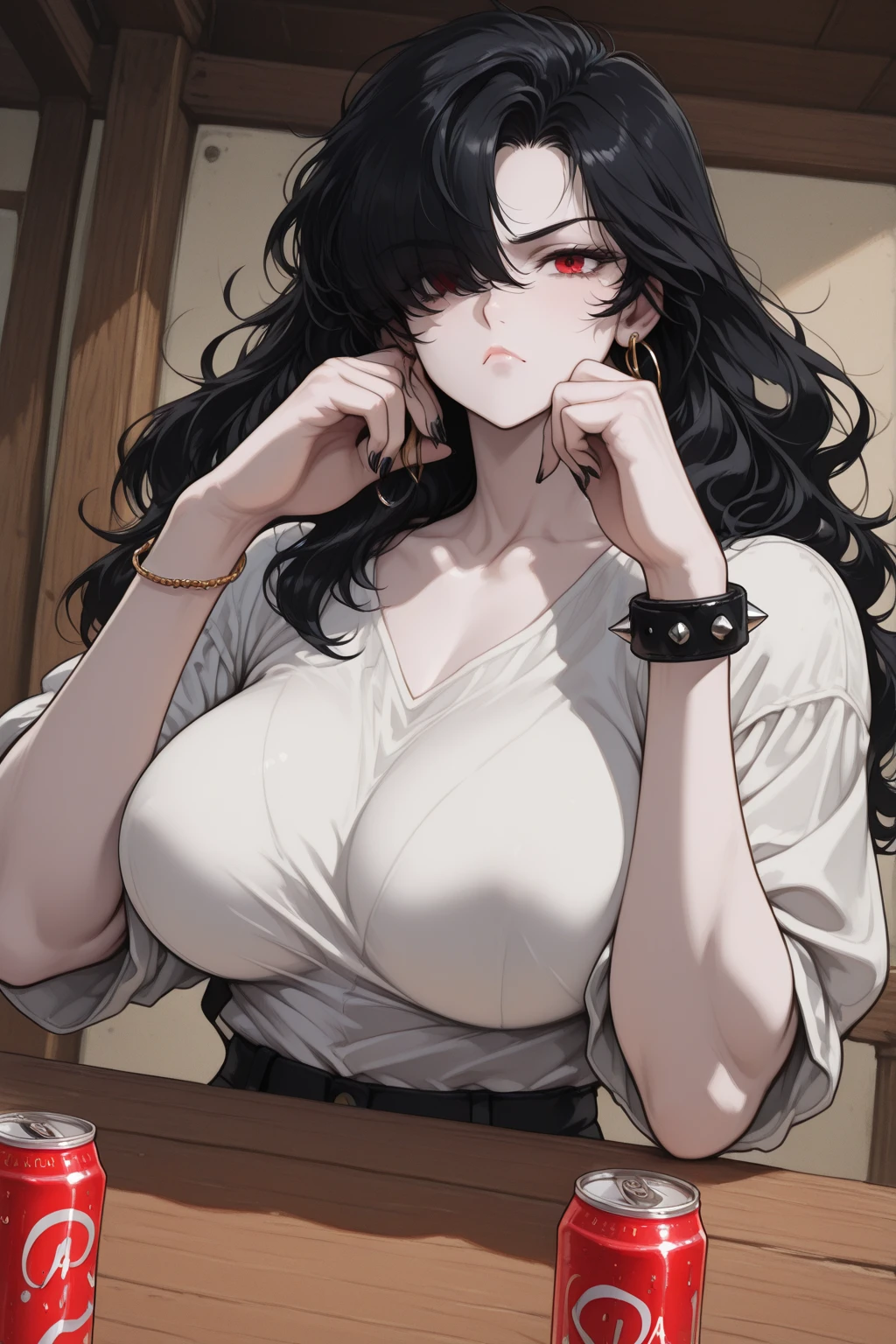 masterpiece,best quality, absurdres, extreme detail, 1girl, <lora:ladyDimitrescuResident_v1:0.7>, 1mom, big-vampire-mommy, alcina-dimitrescu, white dress, cleavage, open mouth, castle interior, indoors, sitting, portrait <lora:Better Sharp Teeth:0.75>, sharp teeth, wide eyes, frowning, angry, pale skin, yellow eyes