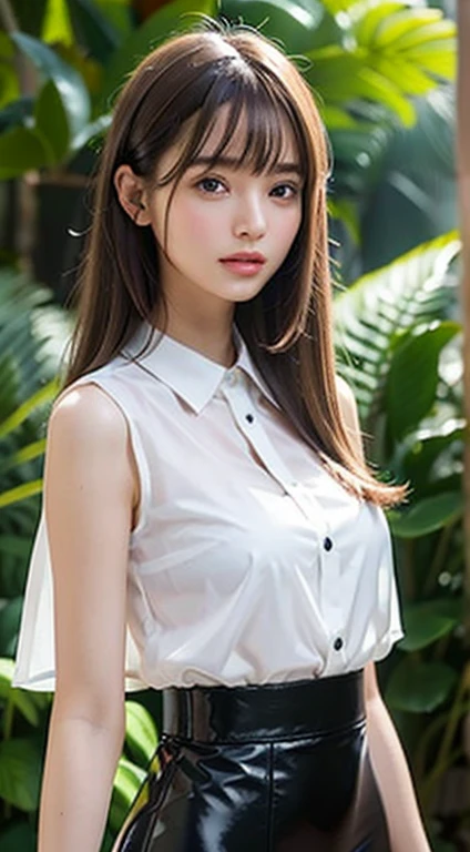 ((sfw: 1.4)),((detailed face, professional photography)), ((sfw, lace queen, grid girl, skirt, sleeveless, 1 Girl)), Ultra High Resolution, (Realistic: 1.4), RAW Photo, Best Quality, (Photorealistic Stick), Focus, Soft Light, ((20 years old)), ((Japanese)), (( (young face))), (surface), (depth of field), masterpiece, (realistic), woman, bangs, ((1 girl))