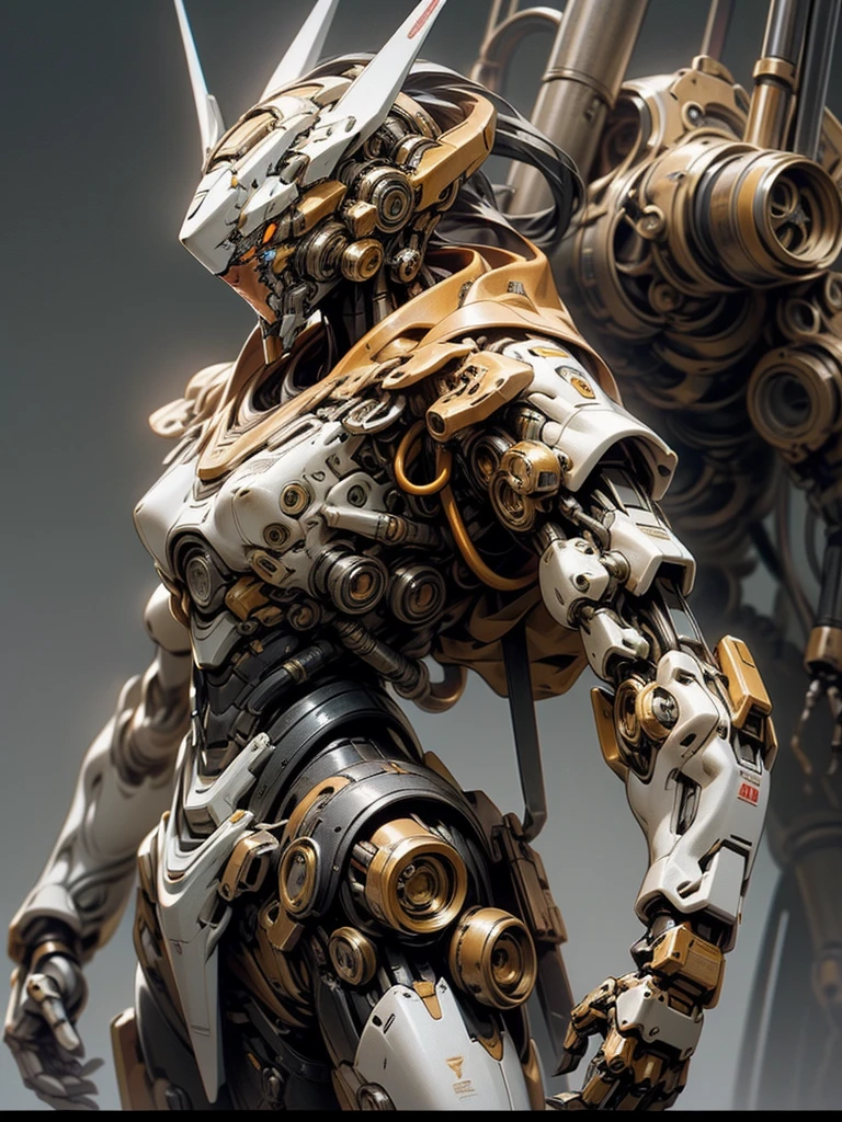 A close up of a robot with a helmet and a gun - SeaArt AI
