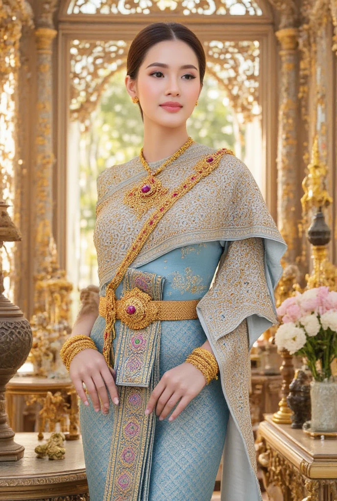 (masterpiece, best quality:1.2), 1girl, solo,thai girl.thai dress,dress,,