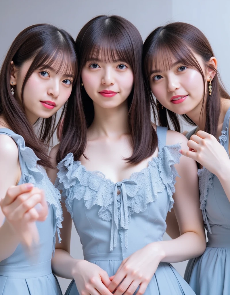 ​masterpiece, Better Quality, hight resolution, ((Photorealsitic:1.4, Raw photography, 超A high resolution,Top image quality: 1.4)), ((upper body 1.5)), Beautiful detailed eyes, Natural Color Lip, ((A big smile:1.5)), ((Random and cute curly hair)), ((Random  sizes from large to medium:1.3)), ((Random fashionable clothes:1.6)), ((Random Lightwear:1.2)),((breastsout、under look eyes、Mole on the arm:0.9)), ((peer in from below)), ((street corner)), ((Random and cute  expressions)),, ((4 girls、Four people standing side by side:1.5)) very detailed and professional lighting、 ((Random and cute  expressions:1.5))、 ((Waki Display:1.5))、 ((I'm showing off my waki:1.5))、 ((thigh visible:1.5))