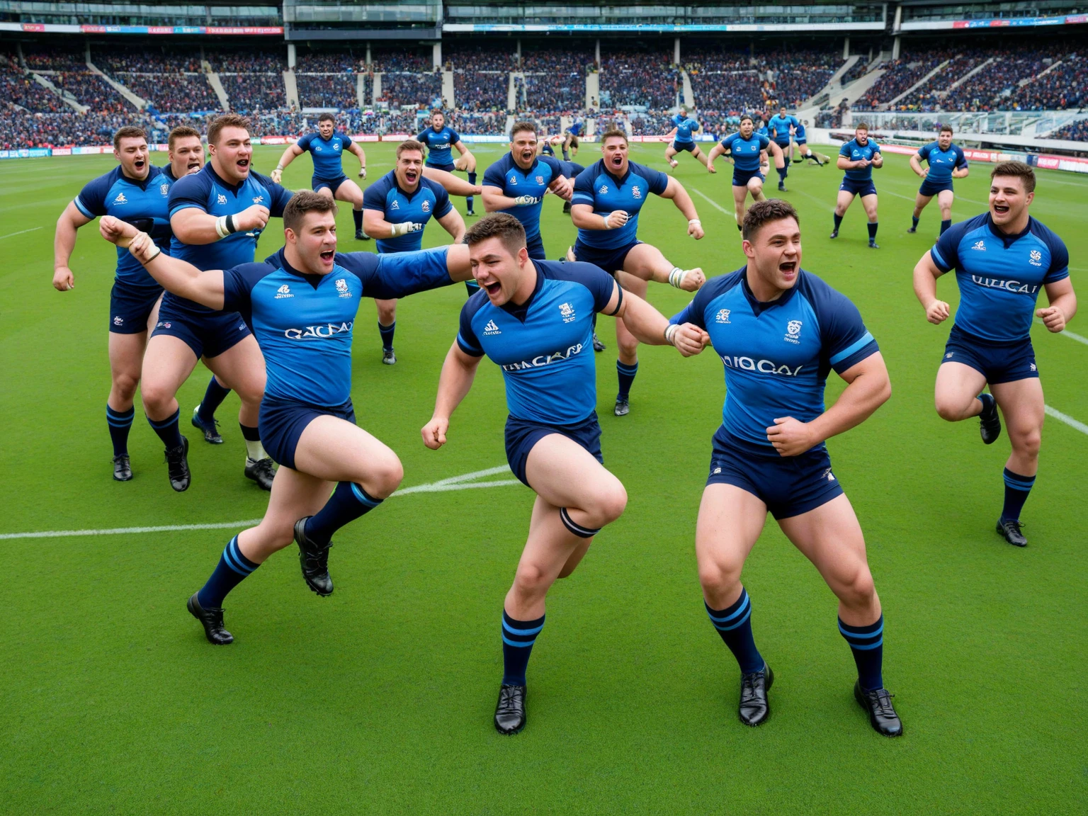 Wide Side camera angle, Locker-room full of large group of naked fully nude italian rugby men , very hair muscular body , Sweaty strong buff, Anatomically correct, “beautiful hands” and “detailed fingers, 💪🏽  full body views of HBCU football players lusting no different positions and from different angles , groping and touching each other, in a Locker-room well-lit Crowded with teammates that have Tattoos that are tribal, intricate and varied and very visible Sweat.