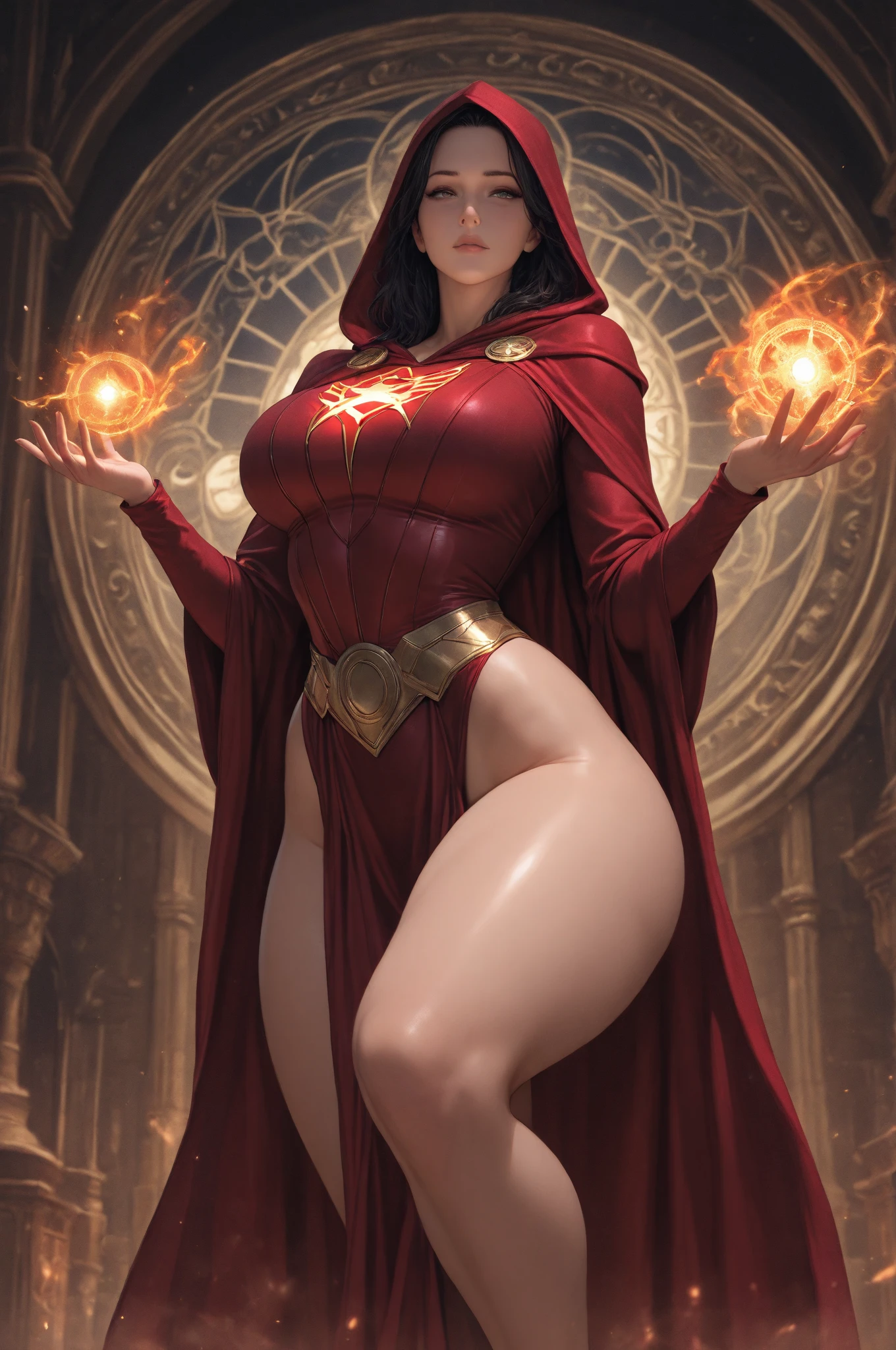 Anime girl as a Botticelli model, burgundy flowers, leaves, fruits, 3d, q printing, figurine, a stunning princess of Mars, who resembles Elizabeth Olsen. She has black hair, freckles, big breasts, and a seductive body. She is tall, mature, and has a natural beauty that radiates from her detailed eyes, face, and skin, makeup, eye shadow, ((freckles, big breasts, naked)), 30 yo, detailed rocky background, amazing body, pronounced feminine feature, speaking, laughing, (((no panties))), nsfw, ((naked)), gold jewelry, gold earrings, gold thigh chain, (red skin), waist chain, scrolls and books