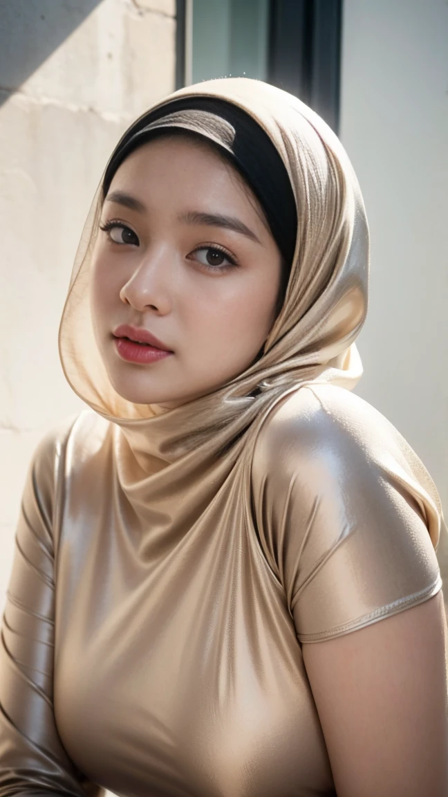 bdms, massive breasts, mongolian, (((hijabi))), cleavage, reflection light, chiaroscuro, depth of field, cinematic lighting, ray tracing, Sony FE GM, UHD, super detail, masterpiece, textured skin, high details, best quality, award winning,3D,hdr(HighDynamicRange),Ray traching,NVIDIA RTX,Hyper-Resolution,Unreal 5,Subsurface scattering、PBR Texture、post-proces、Anisotropy Filtering、depth of fieldaximum definition and sharpnesany-Layer Textures、Albedo e mapas Speculares、Surface coloring、Accurate simulation octane rendering of light-material interactions、Two-colored light、largeaperture、Low ISO、White balance、the rule of thirds、8K raw data