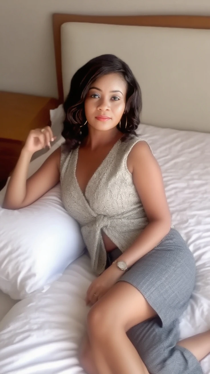 there is a woman sentado em uma cama with a laptop, sentado no quarto, tocando suas roupas, sentado na cama, centro de imagem, sentado em uma cama, vestindo uma camisola, 30 anos mulher, posando em um quarto, last photo, Someone at home sits on the bed, mulheres de 30 anos, with glasses. 8K