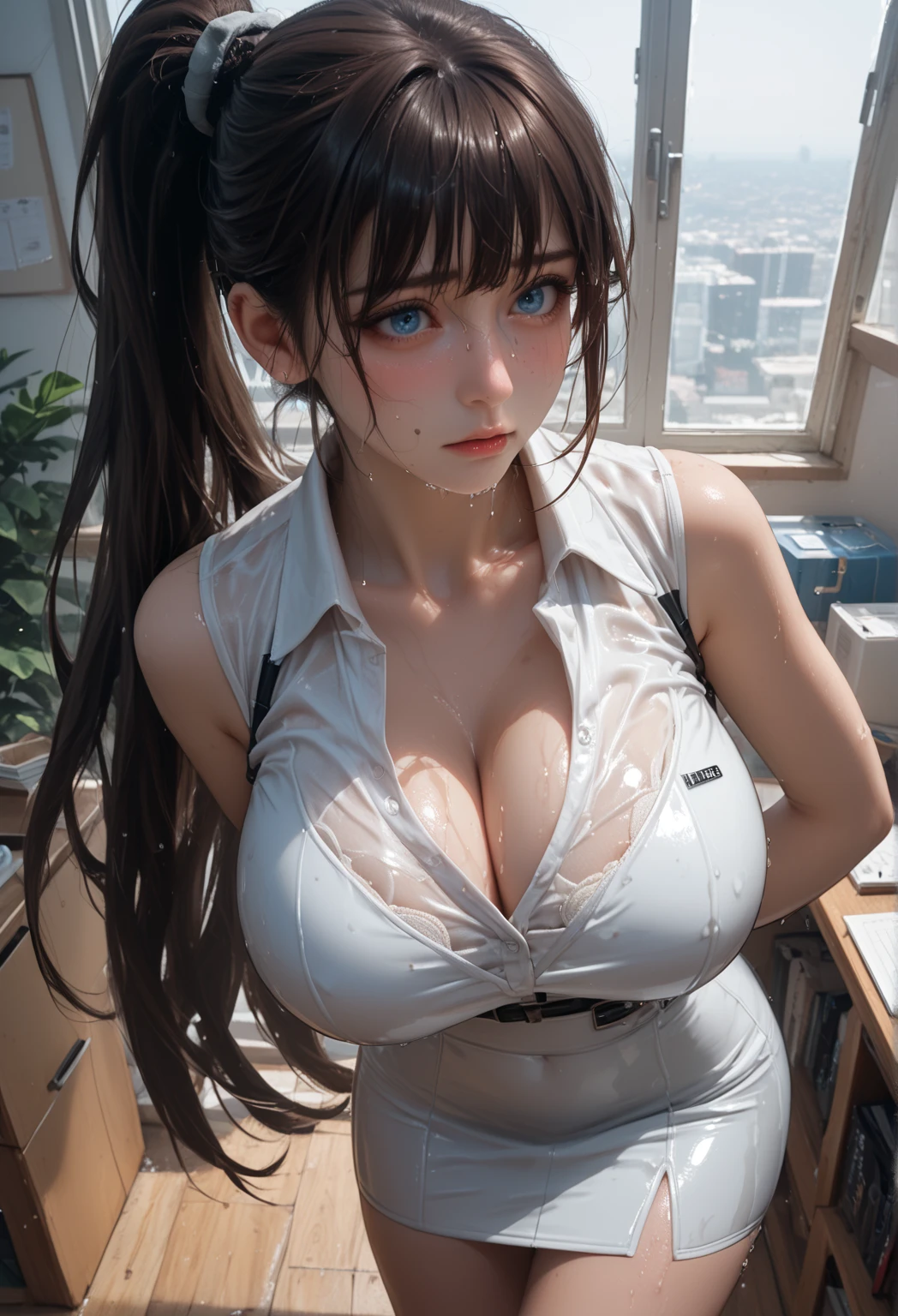 35 year old、Fornication Married Woman、((Beautiful eyes:1.3))、(((cum on facial:1.5))、((Huge breasts:1.3))、lightbrown hair、Squatting open legs、Woman on top、grnades breasts、Stick out your tongue and drool、Pleasant look、frombelow、grabbing on breasts、Curve、Arched back、Nurse Uniform、From below、masutepiece、Best Quality、High resolution、Digital Illustration、watercolor paiting、Hospital Beds