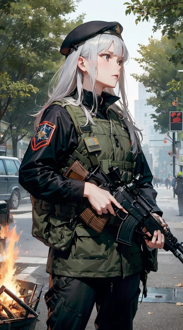 1girl, masterpiece, elf, cowboy shot, abbystea, <lora:abbystea:1>, <lora:militarytyan:1>, militaryru,