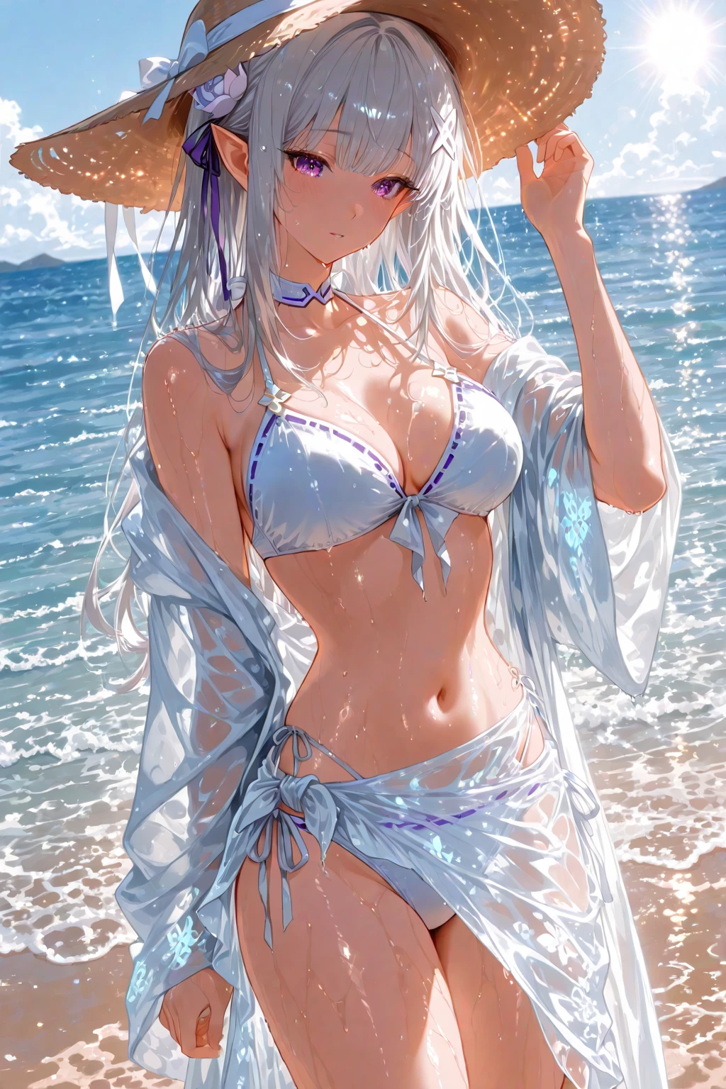 Woman in transparent bikini
