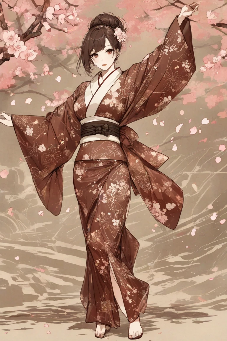 fox ear girl,single,fox tail,fill screen by flowers,looking away,view from her side,(shade on face:1.2),smile gently,(Kyo Yuzen kimono:1.20),flower pattern KIMONO,(color pencil drawing:1.2),(full body:1.2),high-res details,8K,KIMONO pattern draw by watercolor,foxy eye style,crimson color eyeballs,high-res eyes detail,bob-cut hair style,bang-up hair,black color hair,high-res hair drawing,white paper canvas,barefoot,bright bouquet in hands,heart pose by hands, high-res details,32K,high-res eyes details,high-res hair drawing,