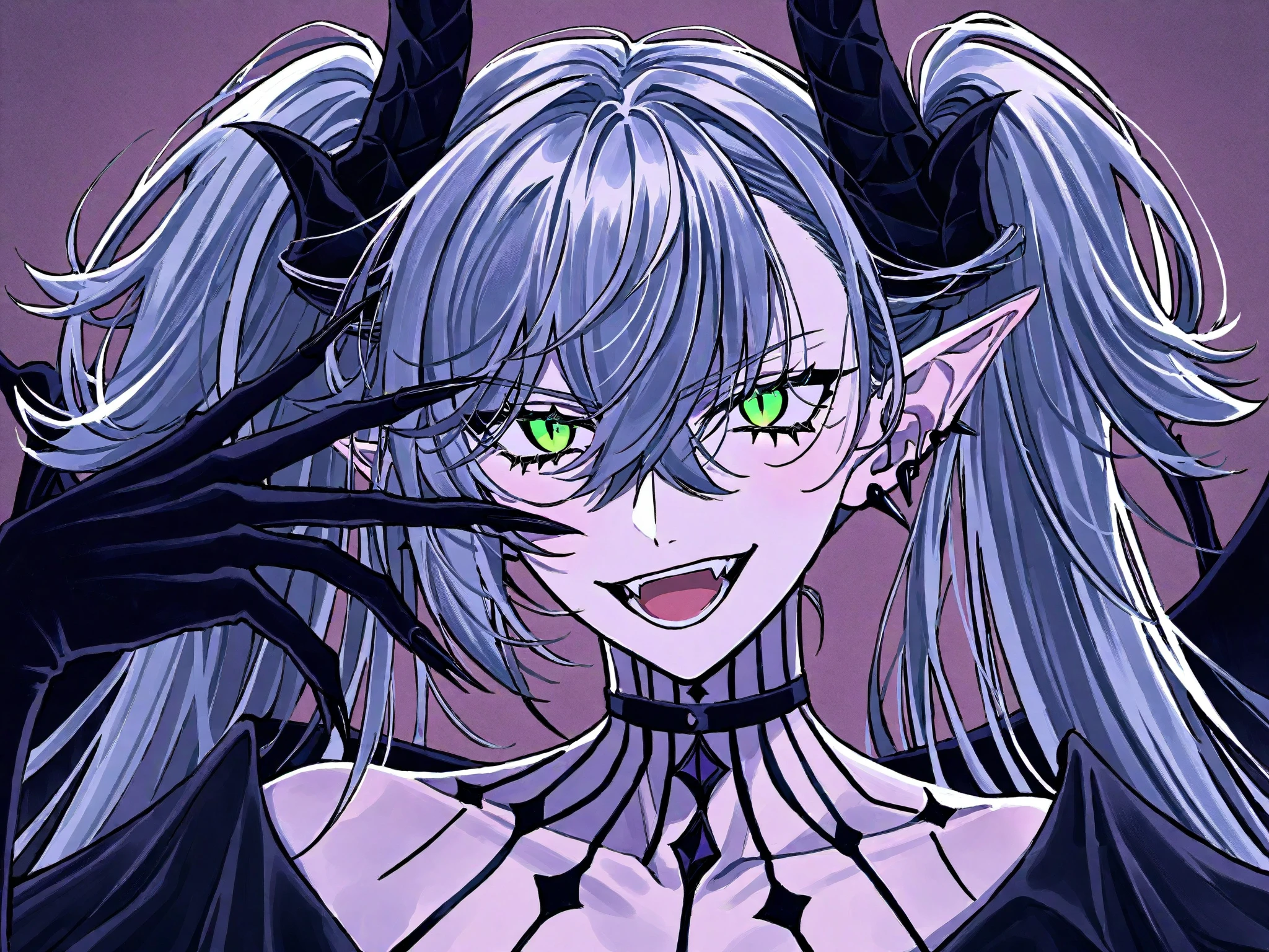1girl ,blue-green hair, pink eyes,lady,  dragon, dragon tail, full of scales, horns, claws, dragon wings , (masterpiece, best quality),  muscular, sexy, happy, smile , sword