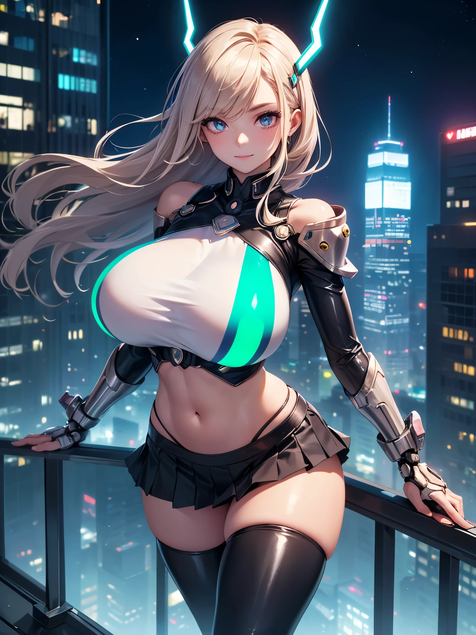 ((seductive anime girl:1.2))、((cyberpunk))、((Futuristic))、Futuristic background、Various full-body attack poses and immersive effects, Hover effect, Brightly colored graphite style background "HDR Ultra" detailed and with focus effect, ((Beautuful Women)), Center, Dynamic, Highly detailed, Watercolor painting, intricate detailes, rubbersuit, ((huge breasts:1.3))、((huge hip:1.3))、((highleg:1.3))、((cleavage:1.3))、((crop top navel))、curvy、((collarbone))、((cameltoe))、((Glossy realistic skin texture))、((shiny skin))、((Meticulously drawn hands:1.2))、perfect anatomy、masterpiece, ultra-detailliert, 8k, hiquality, Top image quality, Smooth texture、watercolor