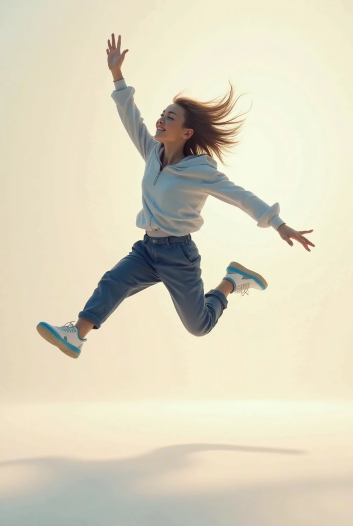 full body,from below,from side and front,photo of a 18 year old girl,flying in the sky,happy,shirt,pants,ray tracing,detail shadow,shot on Fujifilm X-T4,85mm f1.2,depth of field,blurry background,bokeh,motion blur,<lora:add_detail:1>,<lora:LCM_LoRA_Weights_SD15:1>,