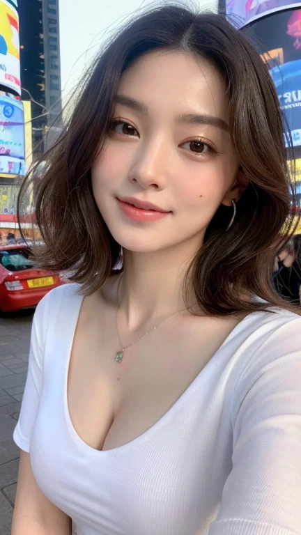 ((best quality, 8k, masterpiece: 1.3)), sharp focus: 1.2, Beautiful woman with perfect body: 1.4, slim abs: 1.2, short bob, White knit dress, Retail ban, fat biceps, distance: 1.2, wet body: 1.1, Highly detailed face and skin texture, good eyes, double eyelid, big, laugh, whole body