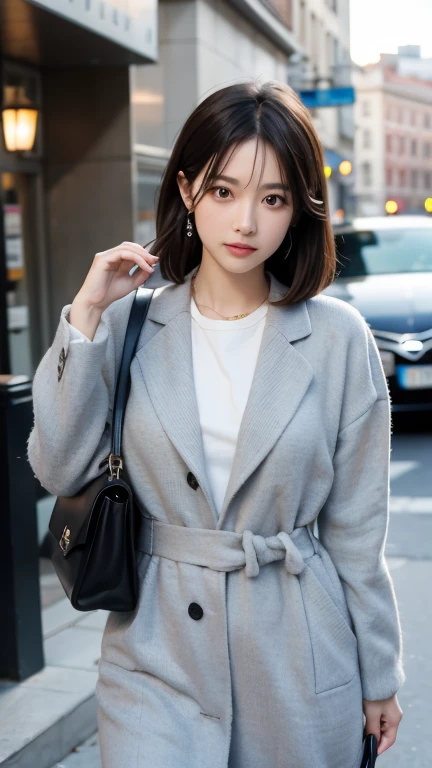 ((Highest quality)), ((masterpiece)), (detailed), Japanese,Street Corner,Beauty,Office Lady