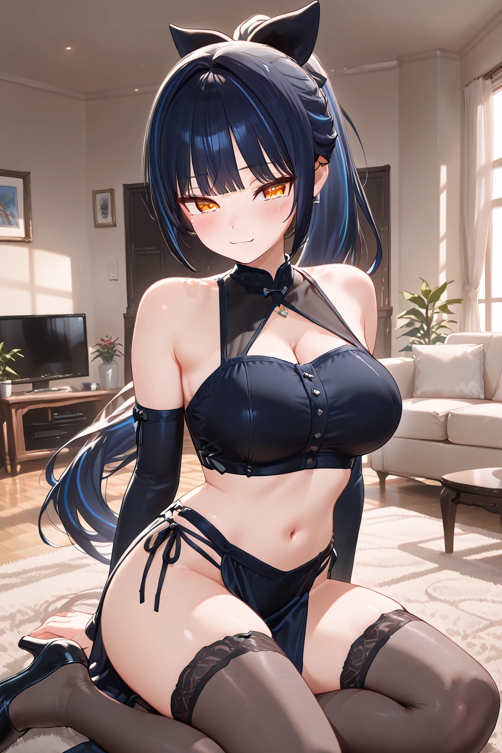 Sharp sketch, dynamic lighting, (gothic makeup:1.1), spread legs, complet body, masterpiece, best quality, ultra-detailed, illustration, (toned torso:1.1), (extremely thick), thick, (horny), (detailed hand and finer:1.1), (massive breasts:1.1), (nice detail on clothe:1.1), (bright blue hair), (crazy eyes:1.1), (seductive), smile, (micro gothic clothe:1.3), (detailed face and eyes:1.2), (bimbo), (deep cleavage:1.1), (labia outline:1.2), (teat outline:1.2).