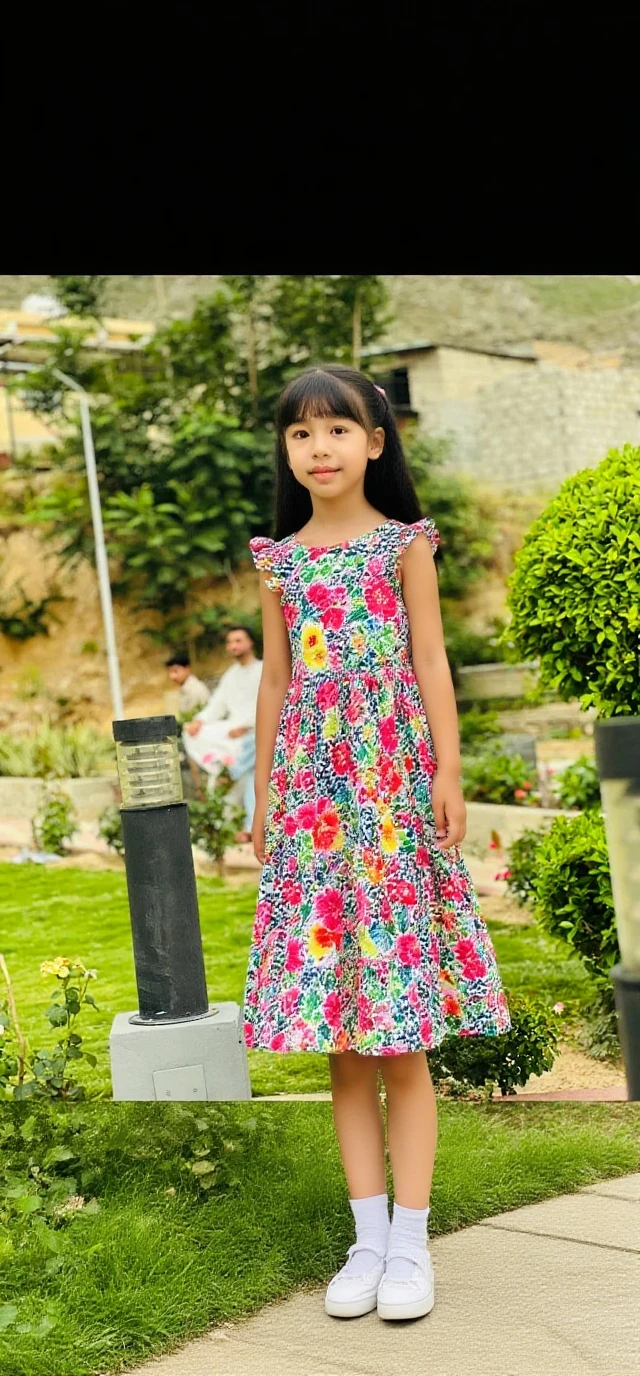 litle girl, a 5 y.o , wearing light green long dress luxury, standing in park, happy smile, rich detail, with light sun behind, bokeh, masterpiece, best quality, 8k uhd, dslr, film grain, d700, photorealistic by midjourney