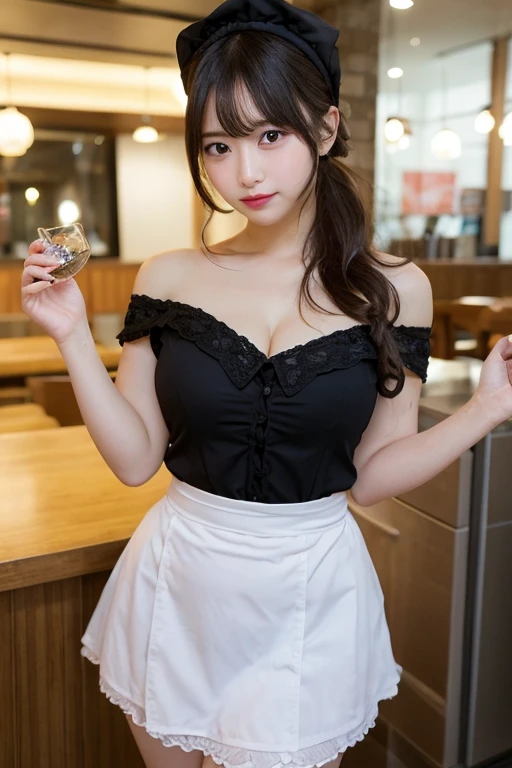 8K, original photo, lifelike,full body photo (sensitive skin, best quality:1.2), ((rabbit, rabbit 귀, black rabbit 귀, fake rabbit 귀, pantyhose, black pantyhose, bow tie, wrist cuffs, black stockings，Breast patches)), ((huge breasts)), (golden curly hair:1.3, Short bangs), Japanese girl in dark forest at night, (Neat face, black eye shadow:1.2, eyeliner, double eyelid, whiter skin, slim body), (At the bar)