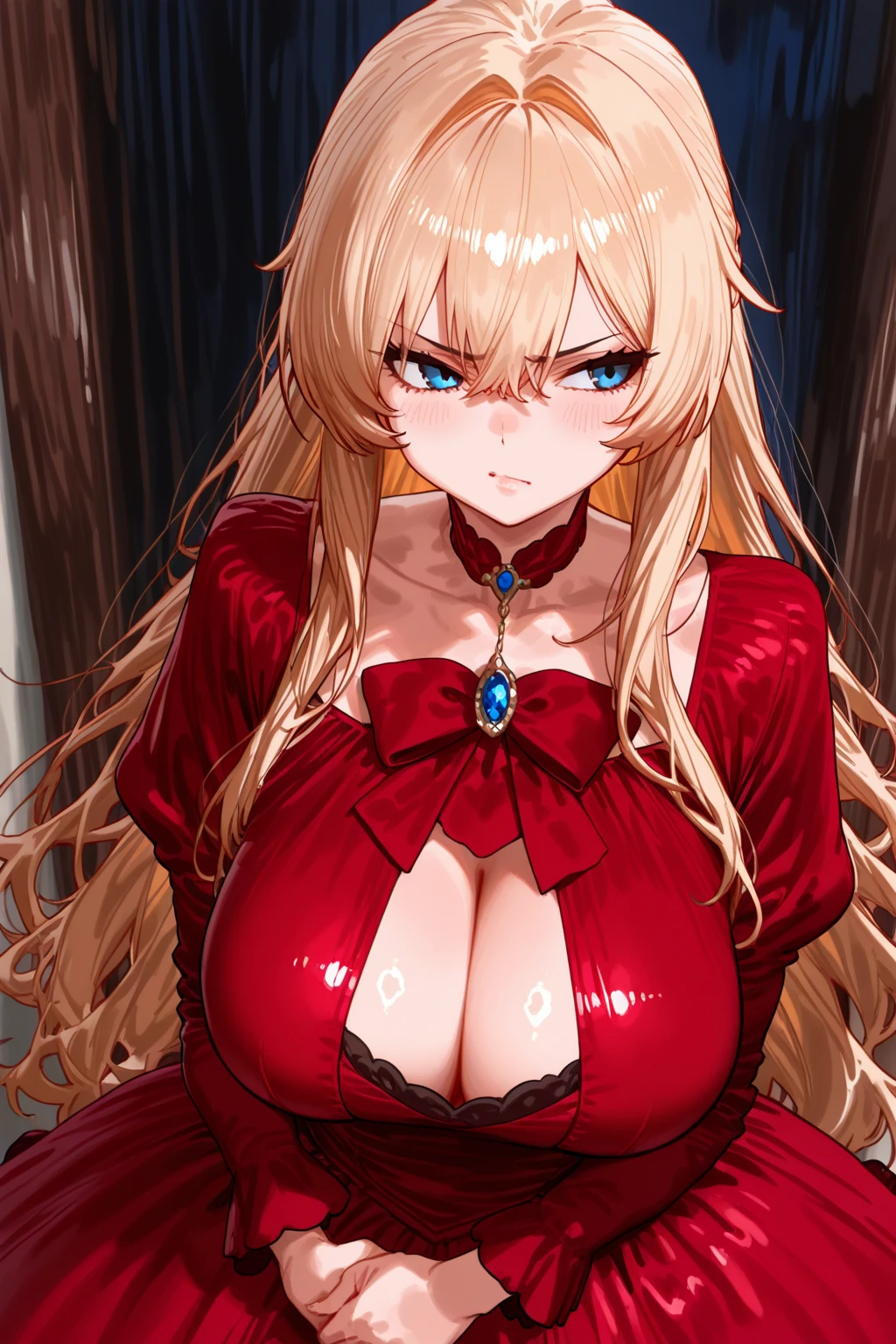 magnifique blonde, gros seins, robe, enormes seins, maquillage, cheveux longs broching, rouge à lèvre, super gros seins, photo extrêmement réaliste, grosse hanches, grosses fesses, enorme cul, très détaillée, photo réaliste, visage réaliste