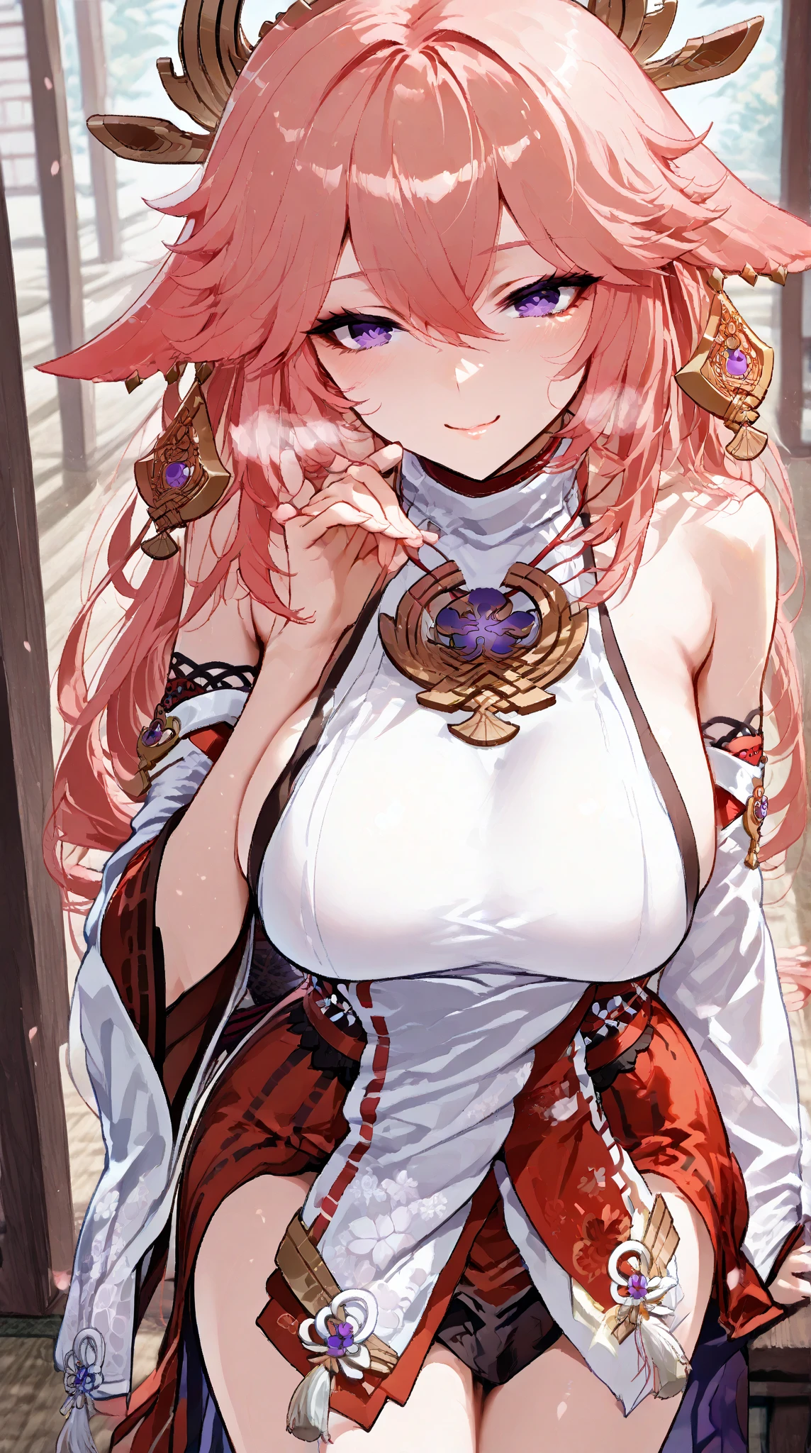 Yae miko(purple eyes)(wedding dress)(mirada sensual)