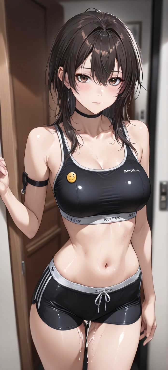 Anime girl in black swimsuit with white shirt and black hair, (SFW) Safe to Work, Tifa Lockhart, Tifa Lockhart, Tifa, revealing clothes, Seductive anime girl, Wet swimsuit, on pixiv, Top Rated on pixiv, Portrait of seductive Tipha Lockhart, Tiphai, Makoto Maka