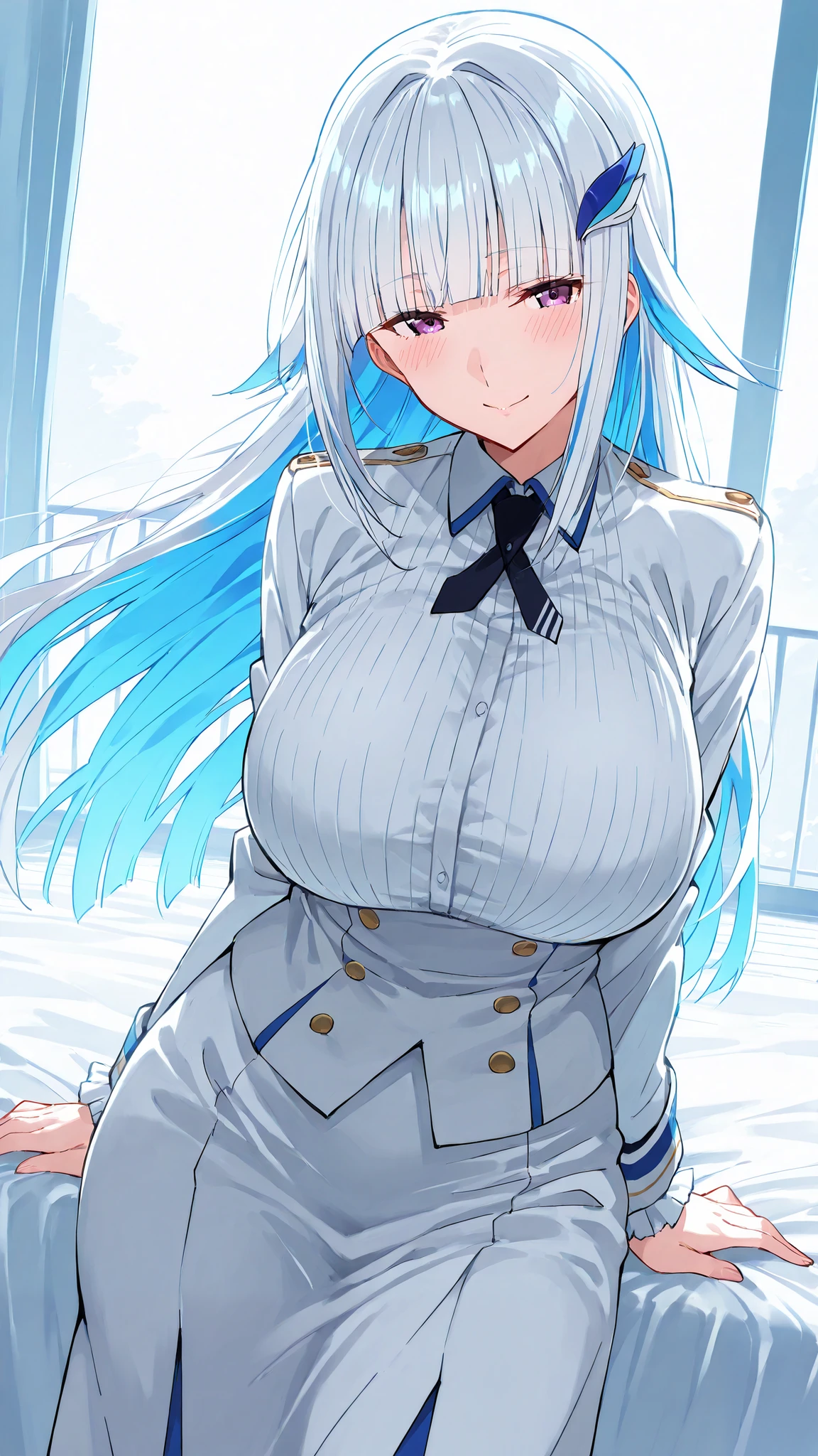highest quality、All limbs、full finger、Slender beauty、straight hair、length、beautiful big breasts、female police officer、blue miniskirt police costume、bedroom at night、disgusting face、sweaty、Sheer clothing、
