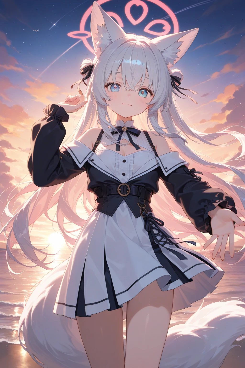((2D beautiful girl:1.5、top-quality:1.5、Perfect fingers:1.1、perfect anatomia:1.1、Dress perfectly、Beautiful illustration))、cute petit girl、(transform sequence)、((cute decorative headbands、school uniform leotard))、10yaers old、Solio、hime、Fractal Art、baby-face、((stright long hair))、Beautiful big drooping eyes、a smile、Slender and beautiful legs、(full-shot)、((1 persons))、A quiet schoolyard with a blue sky in the background、Standing facing the front、leotard、No skirt:1.1、