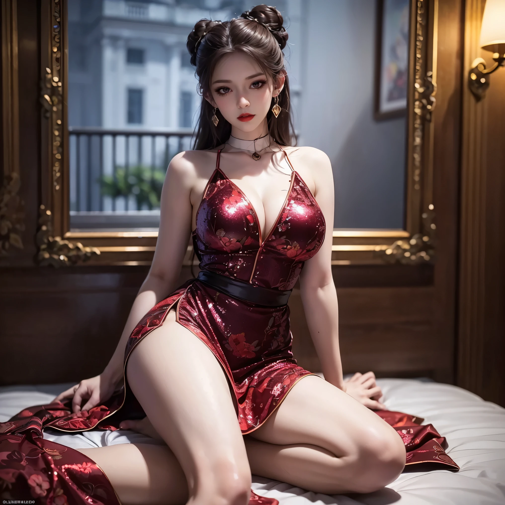 White and Blood Red, beautiful Girls in a bold and sexy dress with Full laced up sides, detailed facial features, realistic, photorealistic, 8k, high quality, masterpiece, detailed folds and textures of dress, PerfectLighting, cinematic, elegant, fashion photography, Overflowing Gigantic Sideboob (FullBody from side below) red background, (Exposed:0.66) {Clearly Visible Beautiful Breast to Buttocks Line|Armpit|Arm up}, (Tyndall Effect:1.32) (Acutance:0.8)