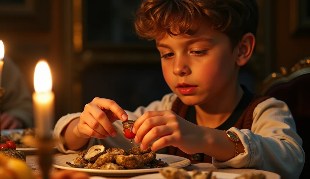 Portrait of a 3-year-old boy in white cook's outfit, chef's hat, half body, looking at the viewer, smiling, chibi style, kitchen scenery, blurry background, depth of field, detailed, cartoon, drawing with strokes of designer alex ross, unreal engine, 8k