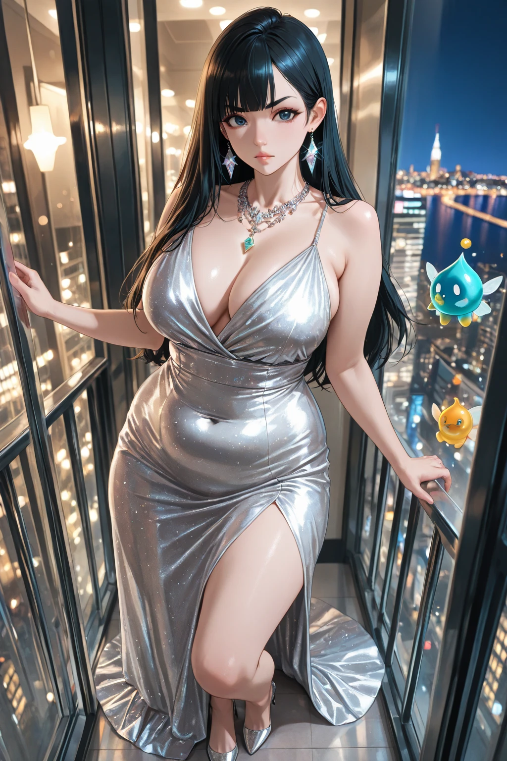 Close-up of a woman posing for a photo in a dress, Japanese goddess, huge stunning goddess shot, room, SFW, sexy dress,! , room, fullness, breast coverage and SFW, THICC,!!, perfect body, covering SFW,, breast fullness