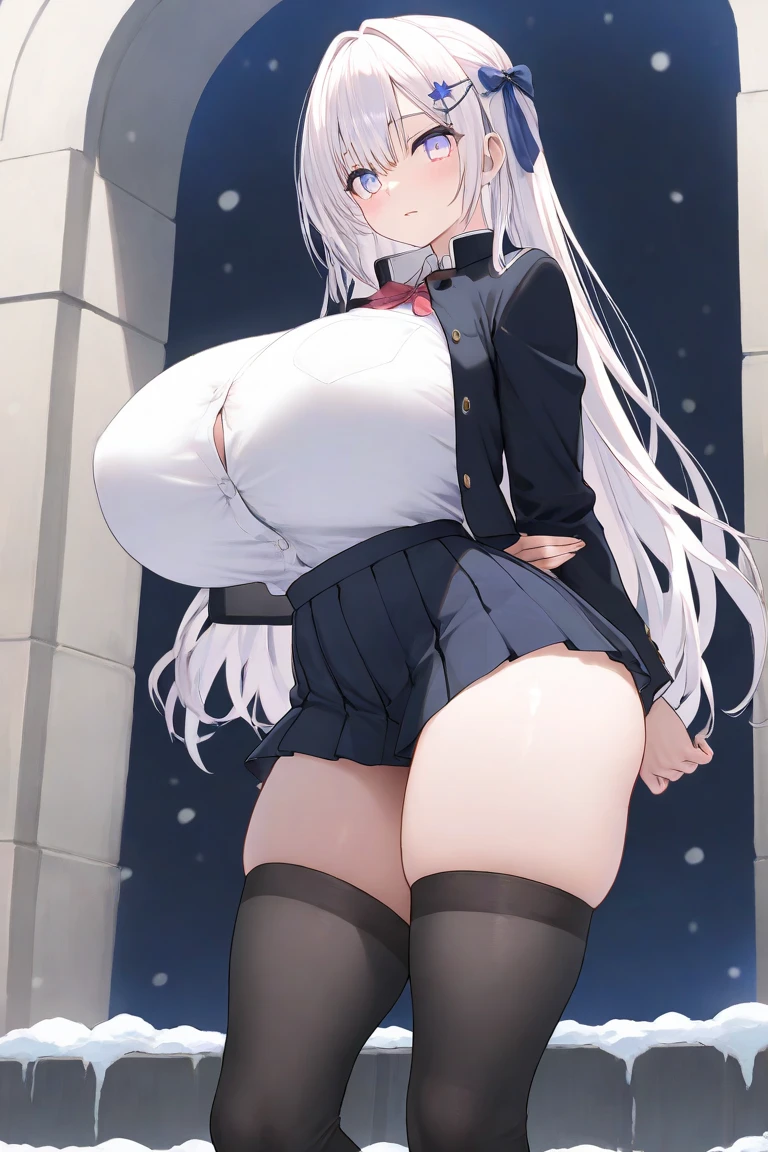 high quality, high resolution,(((nsfw))),(((night))),(((outdoor))),(((a Tall women))),(((beautiful face))),(((sharp eyes))),(((gray hair))),(((Forehead))),(((large breasts:1.5))),(small areola),((sweaty skin)),
BREAK,(((bare breasts))),(((show off nipple))),(((business suit))),((Tight Skirt)),((long sleeves)),(((pantyhose))),
BREAK,((excitement)),((embarrassed:1.5)),(red cheeks),
BREAK,(((model posing))),(((standing))),((spread legs)),
BREAK,(((Angle from below))),(((focus on pussy)))