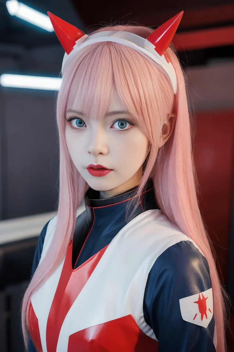 masutepiece, Best Quality, 8K、(Golden Ratio Face、Balanced eyes、Very kind eyes、Pink eyes)、二重まぶた、An innocent face、Young Face、Beautiful nasal muscles、Shy laughter、lipgloss 、Very beautiful girl、Beautiful girl solo like a model、 wearing a starfleet uniform, complete starfleet uniform、clear outfit design、 silky pink hair、headset on head、skirt by the、battleship cockpit,ＳＦThe world of,futuristic background、