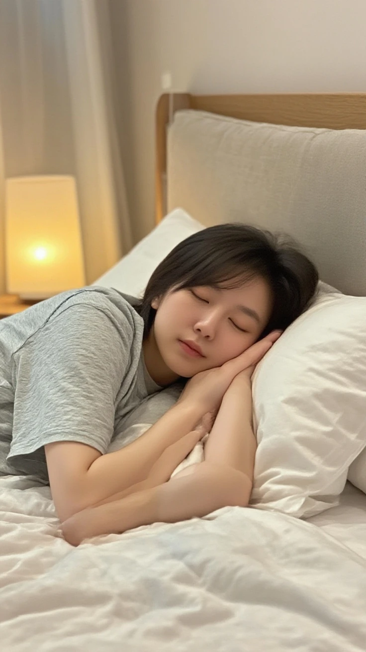 There is a young man sleeping on a bed with pillows, Shot with Sony A7R camera, Shot with Sony alpha 9, Shot with Canon EOS 5D mark iv, Shot with Canon 80D, Shot with Canon EOS 5D, Canon eos r 6 shot, Shot with Sony a3 camera, sleepy expression, Shot with Canon 5D mk4