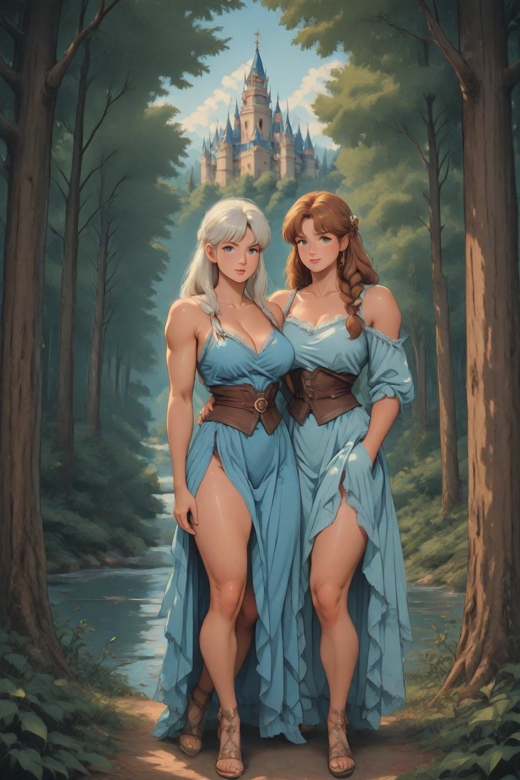 score_9, score_8_up, score_7_up, score_6_up, 2girls, elsa (blonde hair, braid, side lace-up blue bodycon dress:1.1) and anna (brown hair, braided pigtails, side lace-up green bodycon dress:1.3),, romantic scenes, on dates, clubbing, dancing together, lovers, in love, cinematic lighting,, sunset, cowboy shot.woman lies on her back with her legs up, showing her pussy,cum on body,top, sexy, woman lies on her back with her legs up, whole naked body, slave, shackled in stocks, naked full body, show pussy, show tits